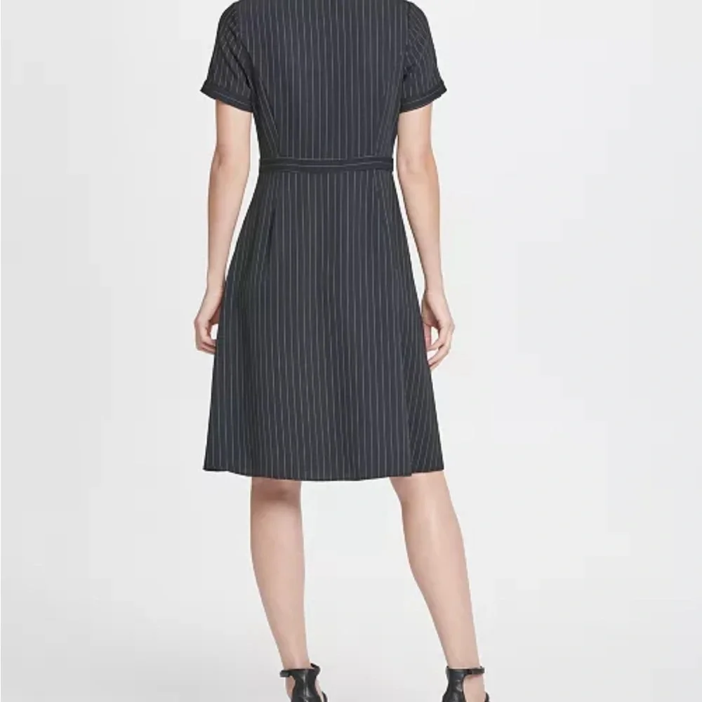 Like new DKNY Pinstripe collared fit flare dress